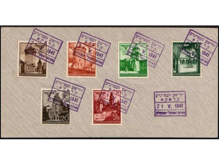 Poland, Generalgouvernement 1941, &nbsp;six 1937 Poland definitives (6 gr–24 gr) surcharged with Nazi eagle and swastika, on 