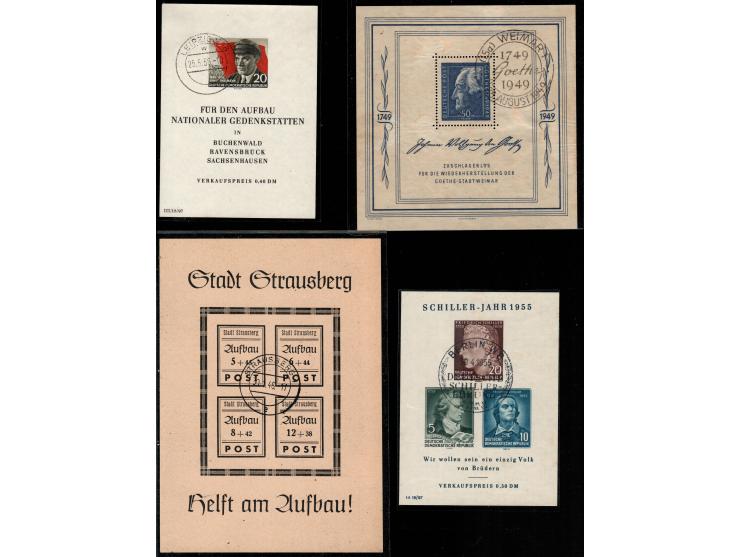 1946-1959, Lot of 8 diff Block from DDR Local block from Strausberg Mi. Bl-2 € 25.Soviet zone Bl-6 cat. € 300.&nbsp;DDR DEBRI