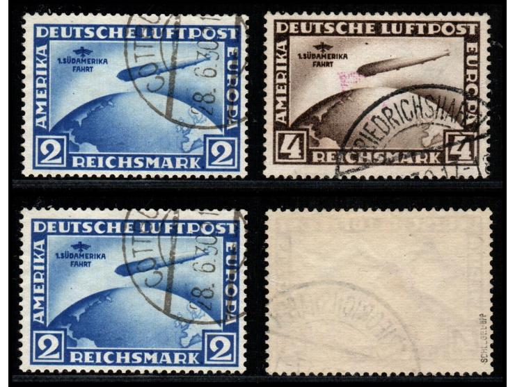 Germany 1930 – Graf Zeppelin South America Flight (Scott C38–C39), UsedComplete used set of the 2 Mark (blue) and 4 Mark (dar