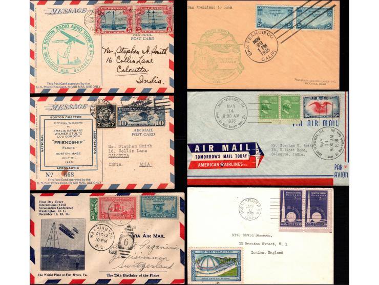 1928-1939: A collection of 20 covers featuring inaugural flights and standard postal routes, dispatched from varied nations: 