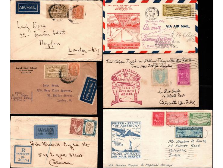 1928-1939: A collection of 20 covers featuring inaugural flights and standard postal routes, dispatched from varied nations: 