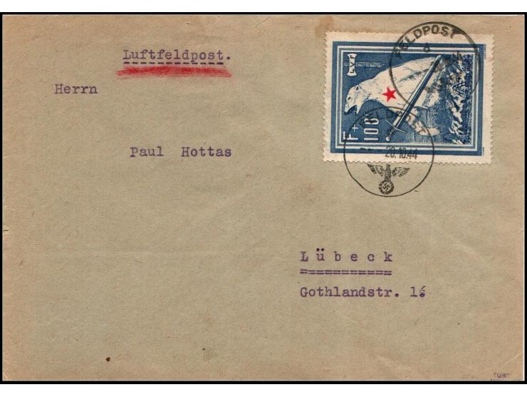 1941 France – Waffen-SS LVF "Polar Bear" Stamp on Airmail Cover, dated 20.10.44Cover bearing the French Waffen-SS Foreign Leg