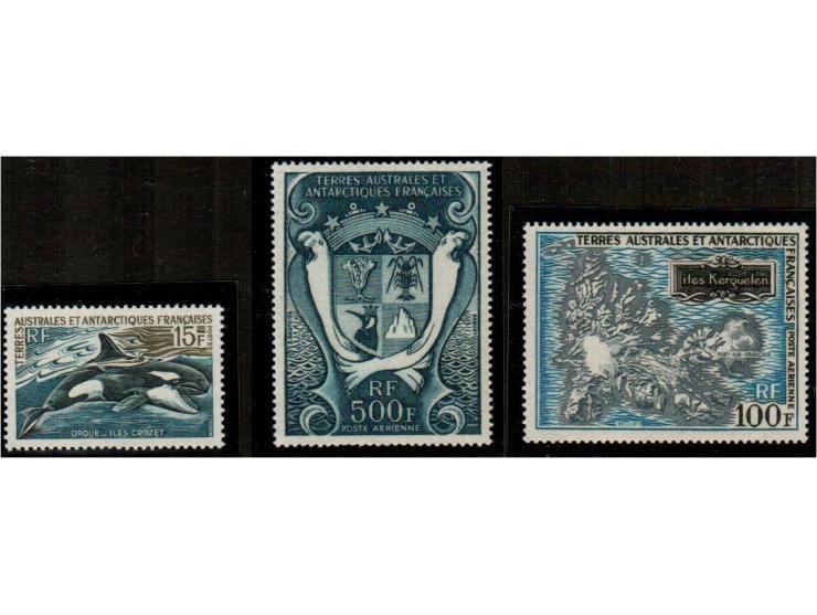 1969 French Southern &amp; Antarctic Territories – Complete 3-Stamp Set (UHM),15F Orca (Crozet), 100F Kerguelen Islands, and 