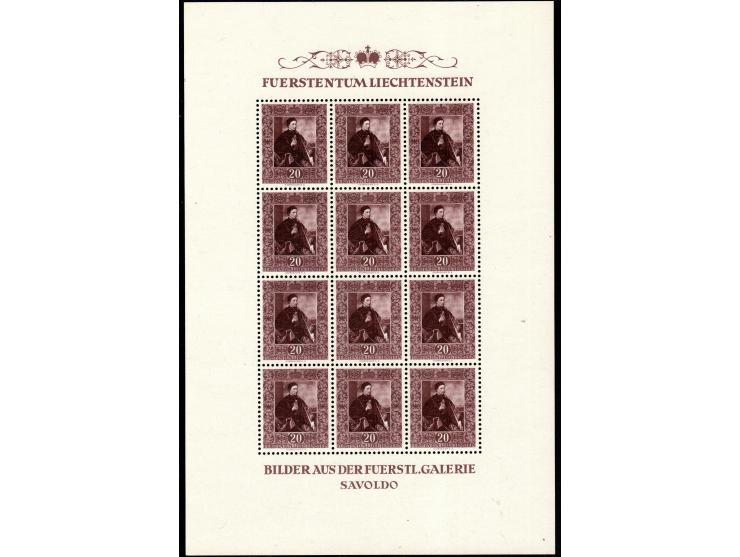 1952, Liechtenstein 'Paintings from the Princely Picture Gallery, Vaduz (III)' set of three values: 20 Ct.; 30 Ct.; 40 Ct. in