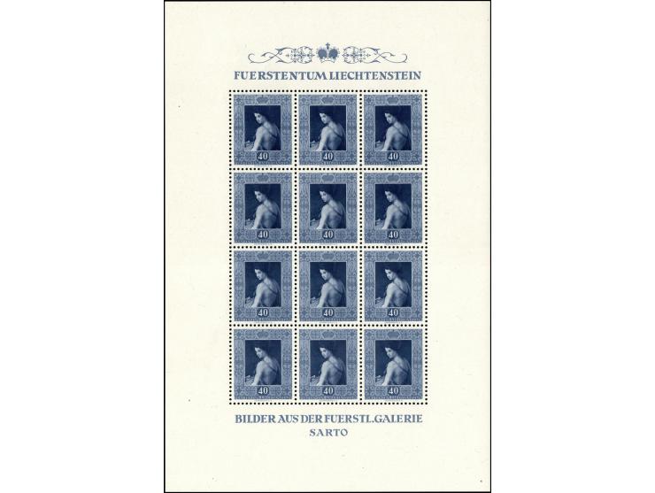 1952, Liechtenstein 'Paintings from the Princely Picture Gallery, Vaduz (III)' set of three values: 20 Ct.; 30 Ct.; 40 Ct. in
