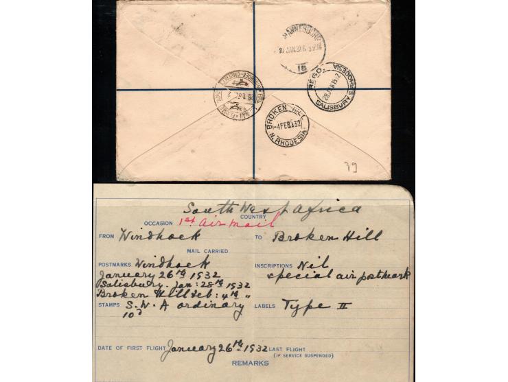 South Africa 1932, (Jan. 26) First Flight - weather delayed  letter - The Imperial Airways liner 'City of Delhi' after leavin