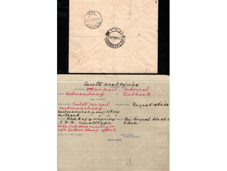 South Africa 1931, Aug 13 Windhoek Keetmanshoop to  Windhoek, South West Africa Airways Reg. 2nd airmail  cover franked with 