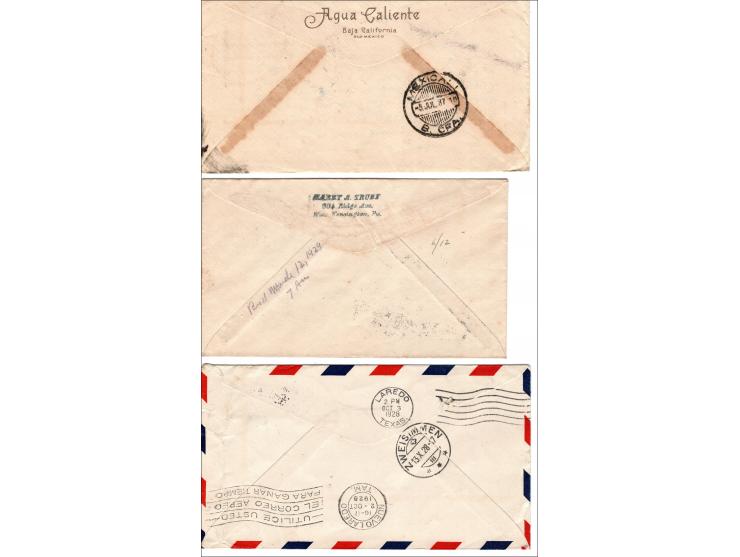 MEXICO 1928,  lot 3 covers, 10/01 Mexico Flight Cover on Roessler Envelope - tied 10/1/28 - Mexico City to Neuvo Laredo - als