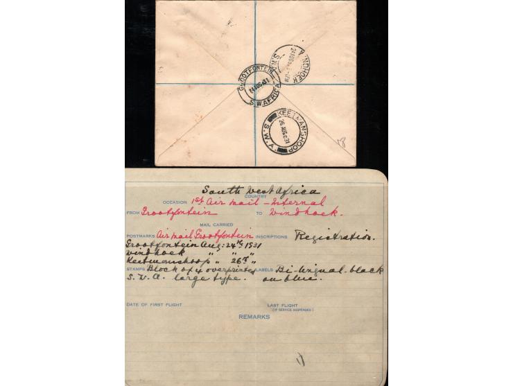 South Africa 1931 (24 AUG.) 1st flight Reg. Grootfontein to Keetmanshoop to  bearing  4d 'air' adhesive of South Africa overp