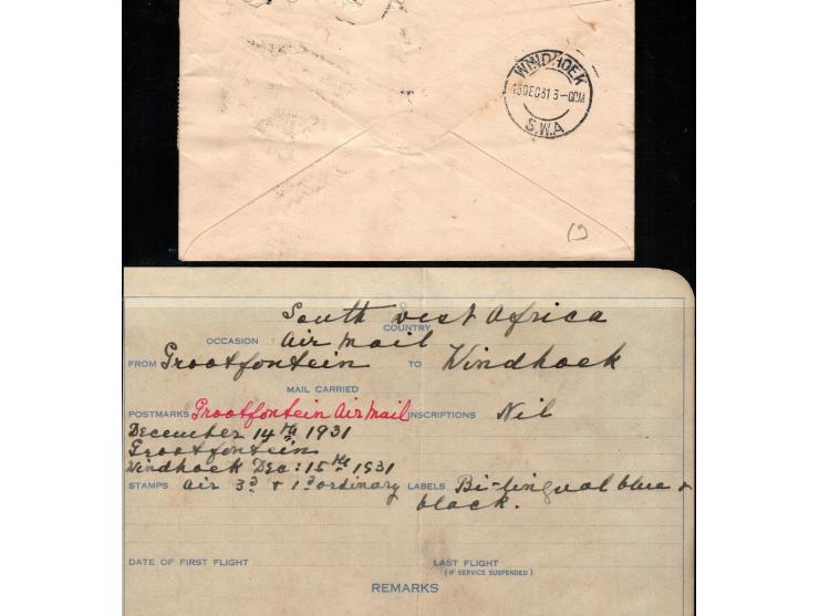 South Africa 1931 (14.12.) 4d. rate  cover addressed to Cape Town bearing 3d  air single (Scott # C5; SG86) and 1d (SG75) ver