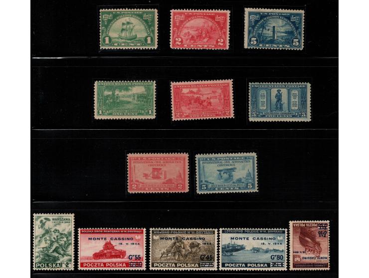 1920-1940. lot of 5 sets of USA stamps MiNr: 255-257, 290-292, 293-295, 410-441, 455-489 all MNH, including from Polin  MONTE