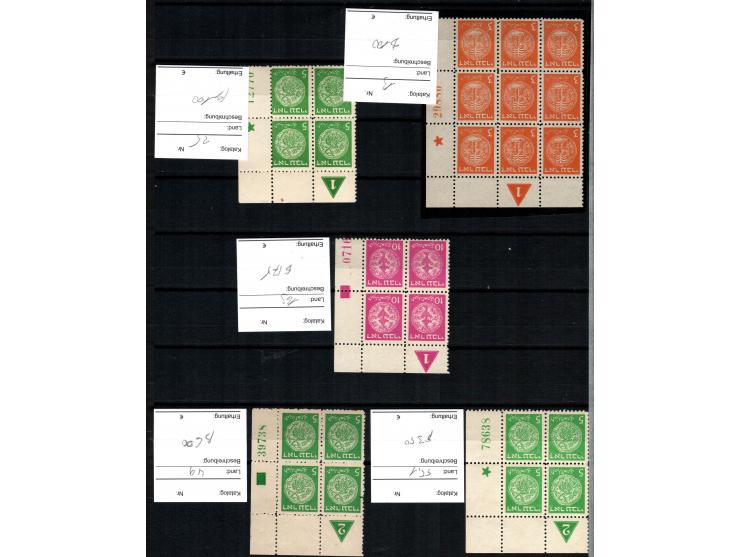 1948 Israel Doar Ivri small collection of 147 Plate- Blocks , some diff.  Plate No., Organized in 18 Album's pages  MNH. Cata