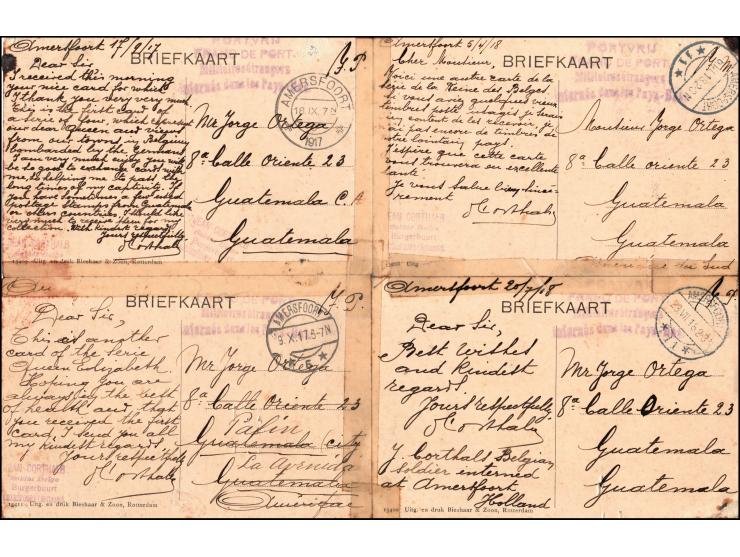 Queen Elizabeth of Belgium: Signature, Historic Puzzle Postcards: This lot offers a captivating composite puzzle—a set of fou