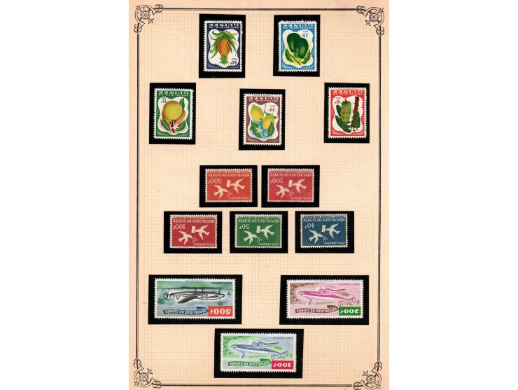 Collection GUINEE mounted in Album pages stock book with good stamps, sets, and souvenir sheets including apparently MNH and 