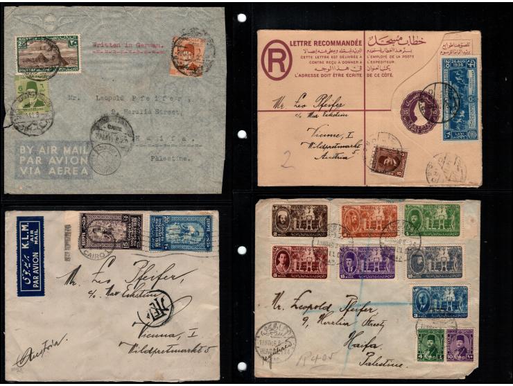 1938-1948, Egypt group of 23 censored covers posted to Palestine and Austria incl. airmails, Registered and commercial mail.
