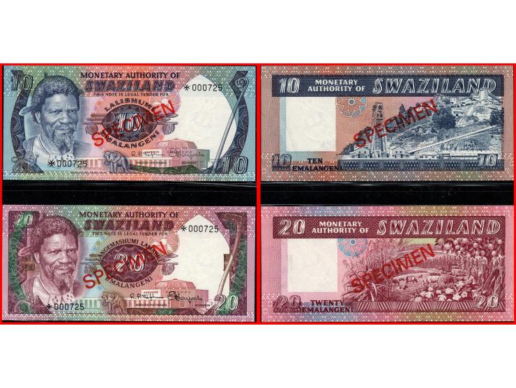 1978 Swaziland Four Note Specimen Set Pick Cs1 Unc