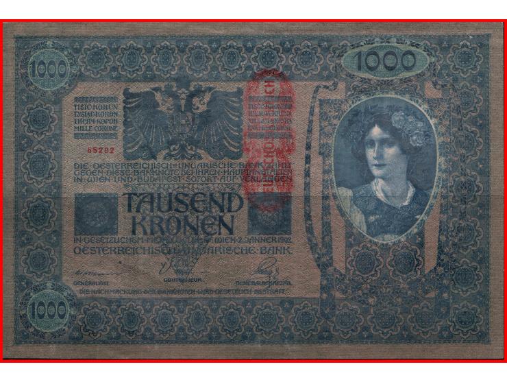 German.1910 Grand Banknotes from the Imperial German Empire 1,000 Mark Reichs Banknote {Green Nr 0499888 E} Green Serial, Wil