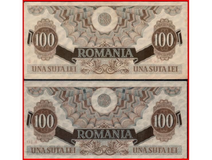 Lot of two banknotes Romania, P-65a, 100 Lei, 5.12.1947, Signatures: Vijoli/Florescu, UNCRomania, P-67a, 100 Lei, 27.8.1947, 