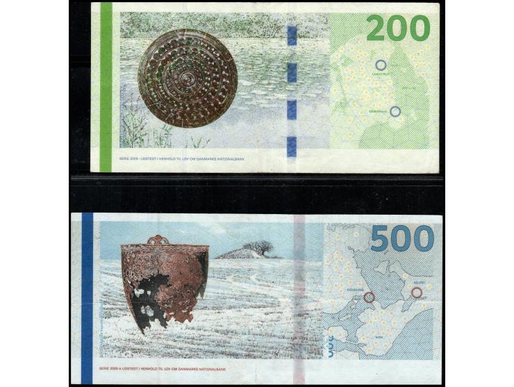 Denmark 500 Kroner 2009a (2020) S/N 0702739g4. Vf2009 Vf Banknote Denmark 200 Kroner S/N 120194b. Two Hundred Danish Krone Vf