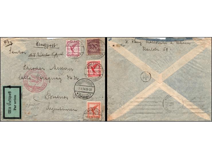 Germany Zeppelin Covers:16 September 1933: The Graf Zeppelin (LZ-127) departed Friedrichshafen on its seventh South America f