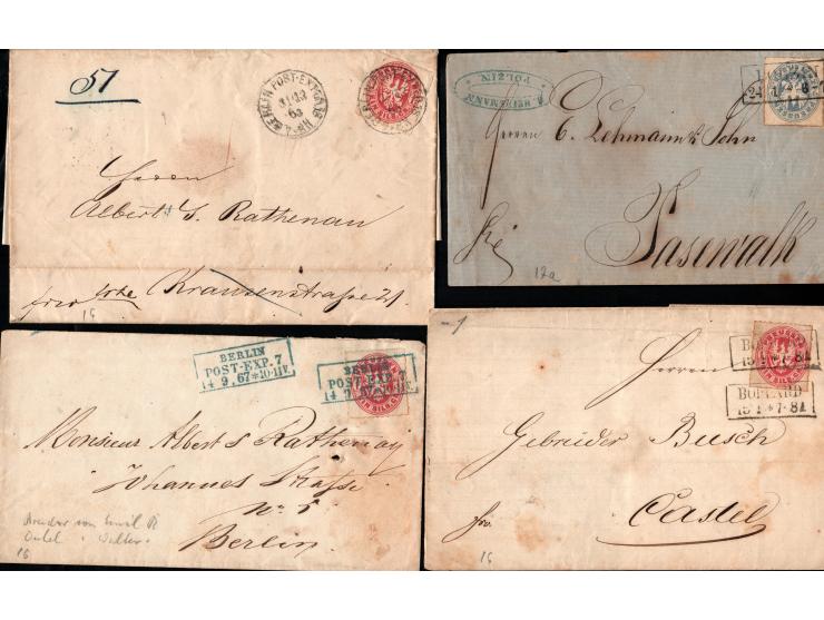 German States, Prussia Group of 4 Folded Letters:Two covers: One cover from Breslau and the other from Vlotho, each franked w