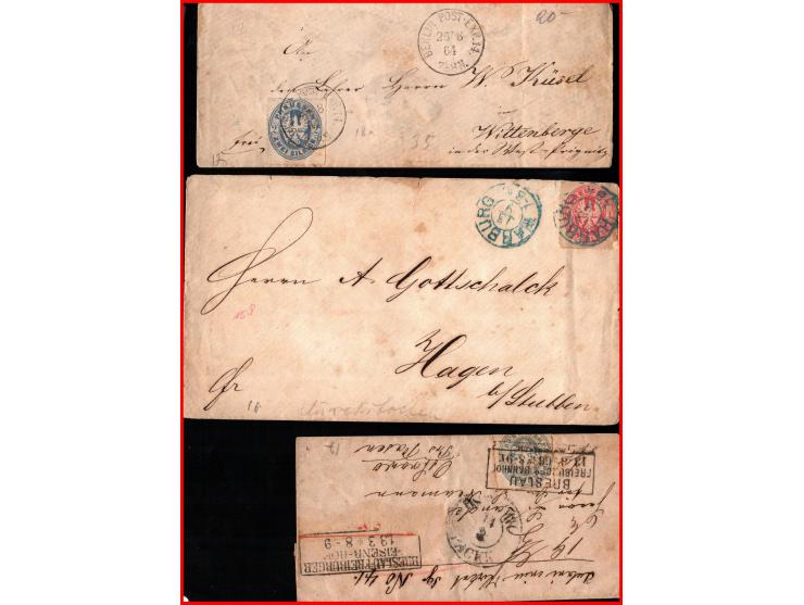 German States, Prussia Group of 4 Folded Letters:Two covers: One cover from Breslau and the other from Vlotho, each franked w