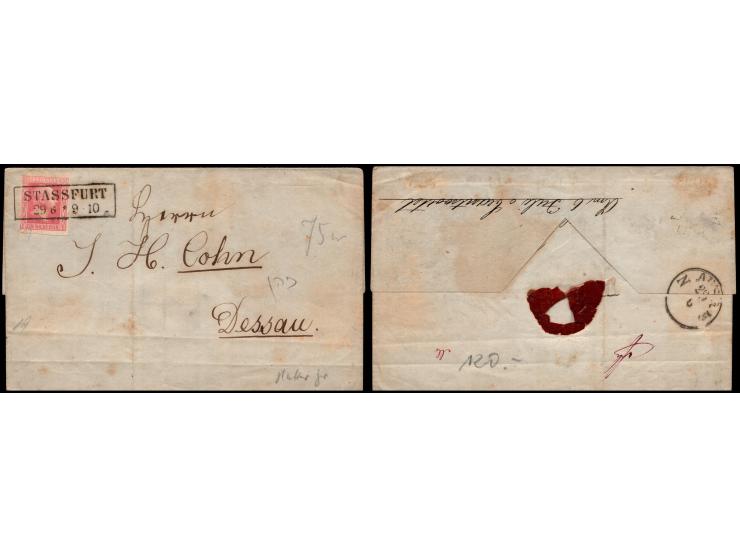 German States, Prussia – Lot of Two Folded Letters:1 Silbergroschen rose (Sc. 6, $325) with fresh colors and full margins, ne