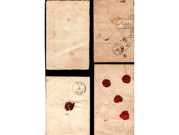 German Prussia Group of 4 Covers from a Small Town, Franked with 1 Sg. Rose (Mi. No. 2a) and 2 Sg. Blue (Mi. No. 3a). All Tie