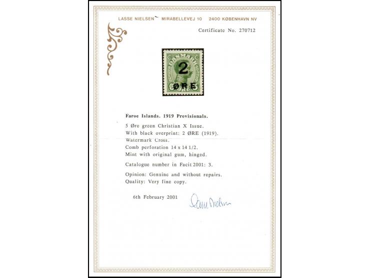 Faroe Islands – Comprehensive Collection, 1919–2011Extensive collection starting with the 1919 2 øre on 5 øre overprinted Dan