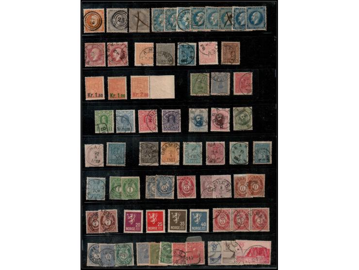 Norway 1855–1930, focused assembly of 68 mint and used stamps on one page featuring key early issues. Highlights include:1856
