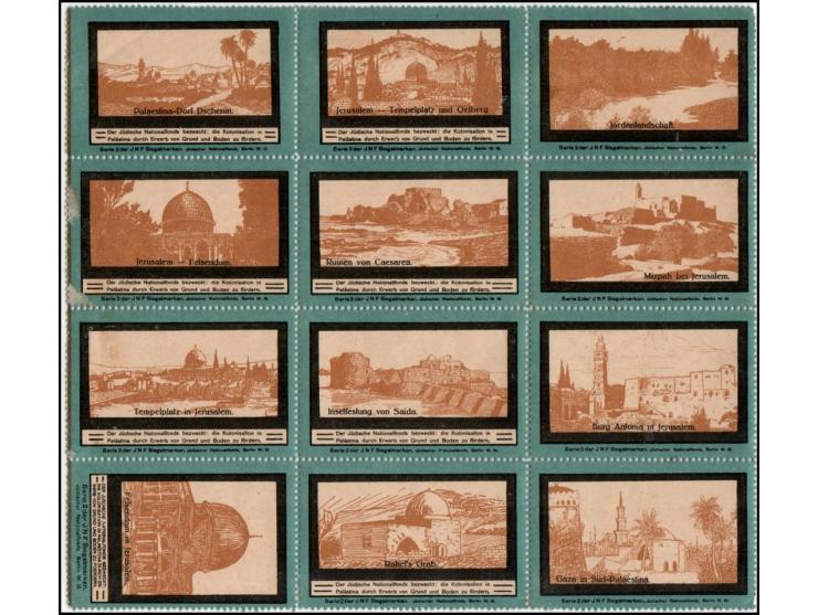 JNF 1913 Palestine Scenes Series II – Two Complete SheetsTwo complete sheets, each containing 12 different stamps arranged in