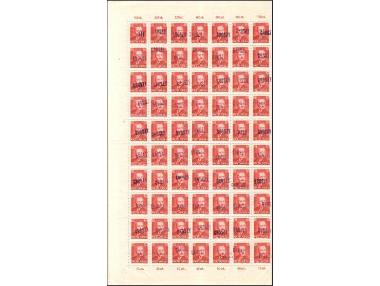 1950 Catalog MiNr: 651 Sheet of 140 Value 10Zl. All stamps were signed by the Expert on the back. PPF 1/ Catalog value 350 Eu