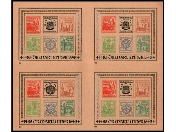 Germany, SOVIET ZONE 1946, MARTIN LUTHER MEMORIAL SHEET (GROSSBLOCK)Commemorative souvenir sheet of four issued for the 400th