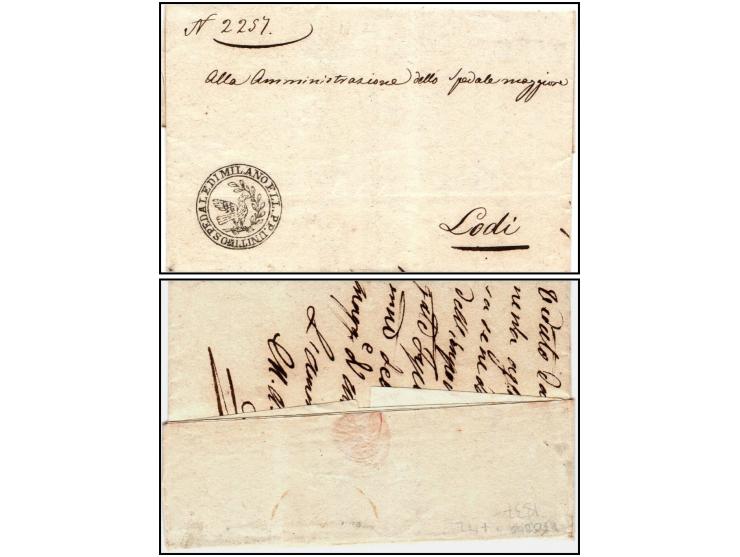 Italian States, 1837 folded letter from Milan to LodiFolded letter dated 29 June 1837, sent from the administration offices o