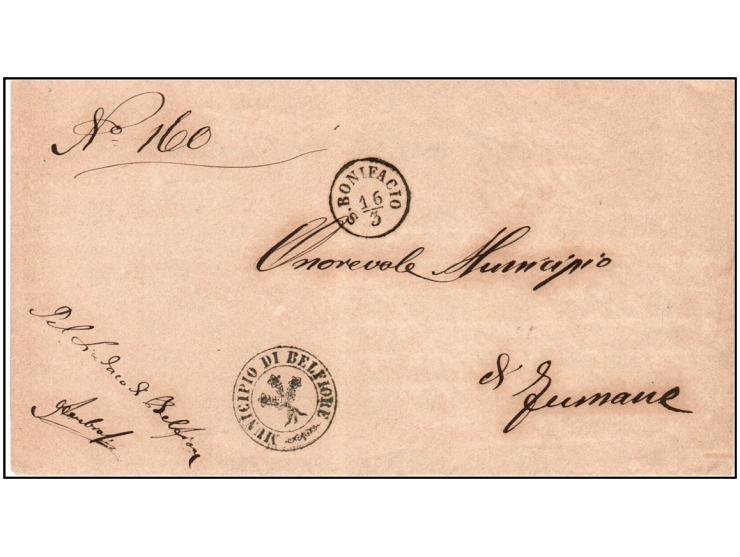 Italian States – Venetia, 1850s Stampless Cover Folded official letter with circular date stamp (cds) “S. BONIFACIO / 16-3” i