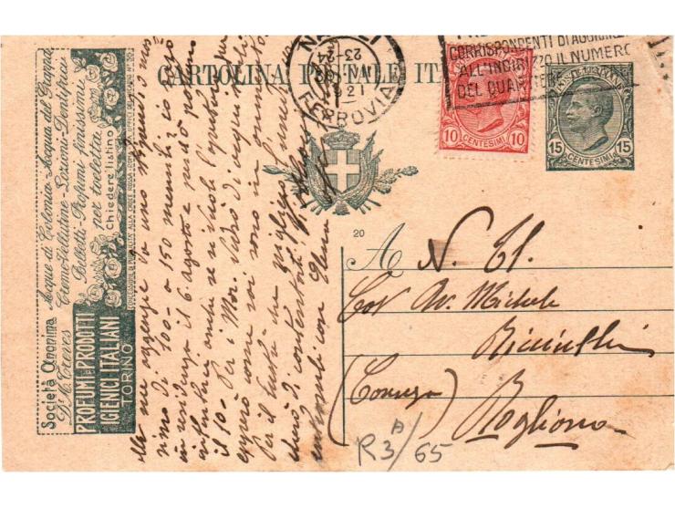 1921 Italy Advertising Postcard Cover Italian-Company PROFUMI e PRODOTTI IGIENICI ITALIANI &nbsp;TORINO From Napoli to German