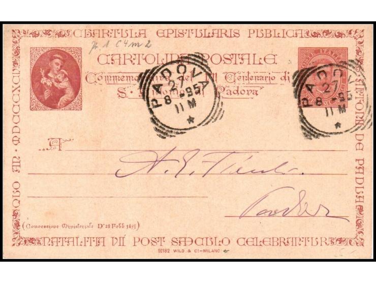 Italy – 1895 Postal Stationery Card, 5 Centesimi – Pre-printed card featuring St. Anthony of Padua, from the Vatican EBV seri