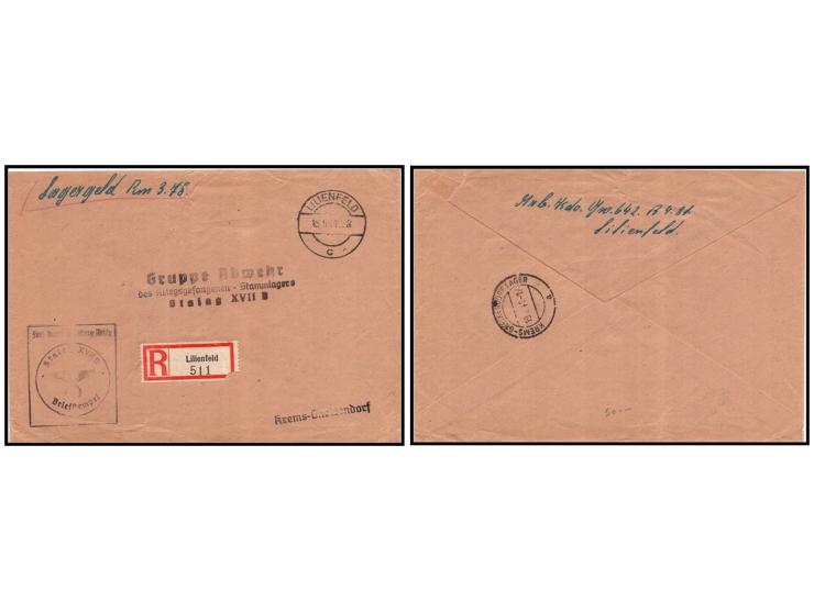 Austria 1944, &nbsp;WWII Registered Feldpost Sending Official Funds to Stalag XVII B Security Office – From Militärbefehlskom