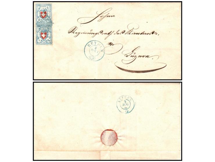 Switzerland 1851 – Rayon I, Zst. 17II, T.24 &amp; 32 C2 RU on CoverA classic and highly collectible Rayon I cover, franked wi