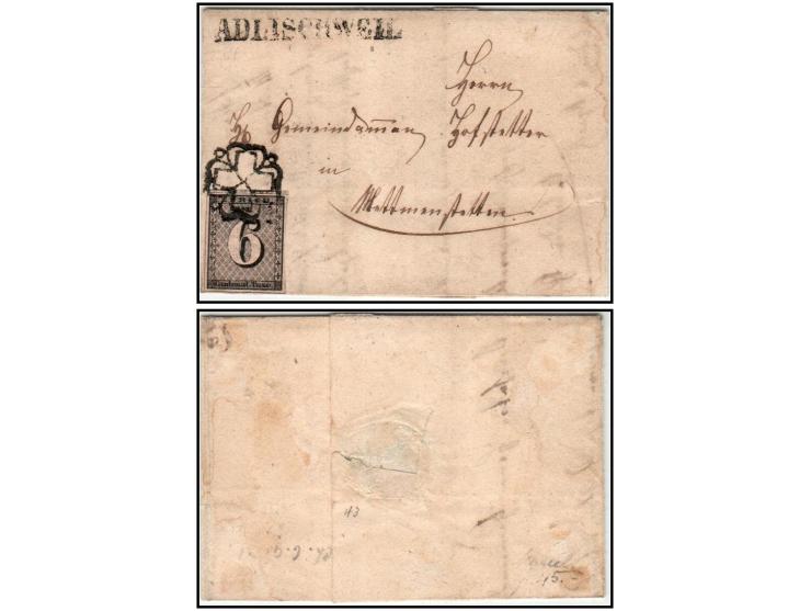 1843 Zurich 6 Rappen on Full Folded LetterDescription:A premier piece of Swiss philatelic history, this lot features a 1843 Z