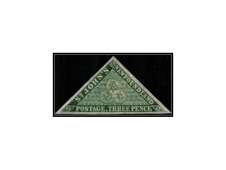 Newfoundland 1860, SG 11a. Scott No. 11A, 3d. Queen Victoria’s profile, mint with original gum, genuine as certified by Vince