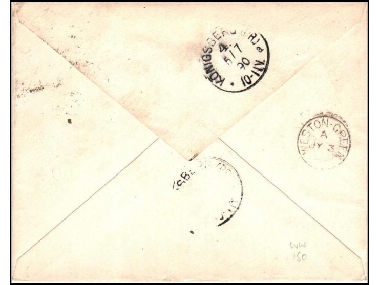1890 Greart Britain Penny Postage Jubilee envelope, uprated with ½d vermilion (SG 506) and 2s violet (SG 476), for a total fr
