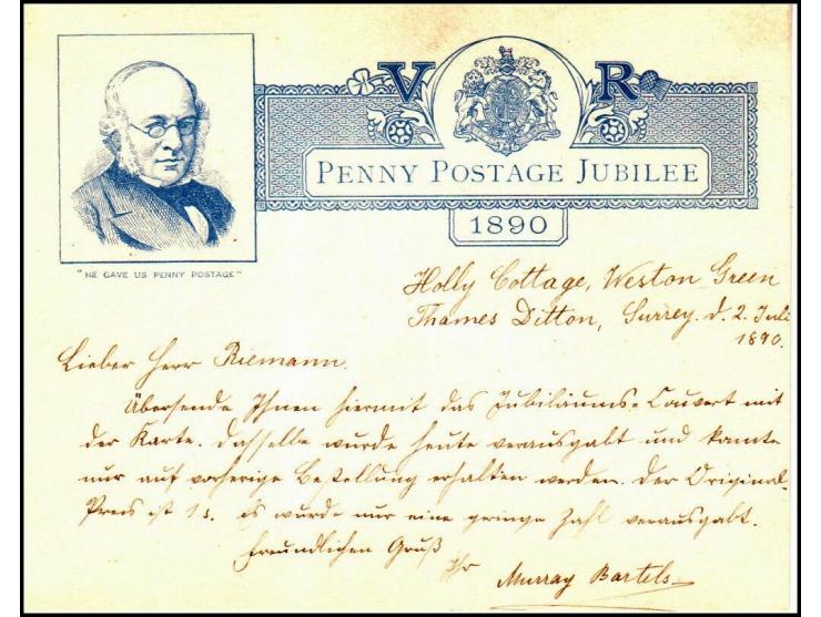 1890 Greart Britain Penny Postage Jubilee envelope, uprated with ½d vermilion (SG 506) and 2s violet (SG 476), for a total fr