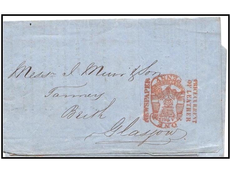 1855 Commercial Printed Matter to Königsberg with Newspaper Office Cachet.Folded printed circular from Botcher, Mortimore &am