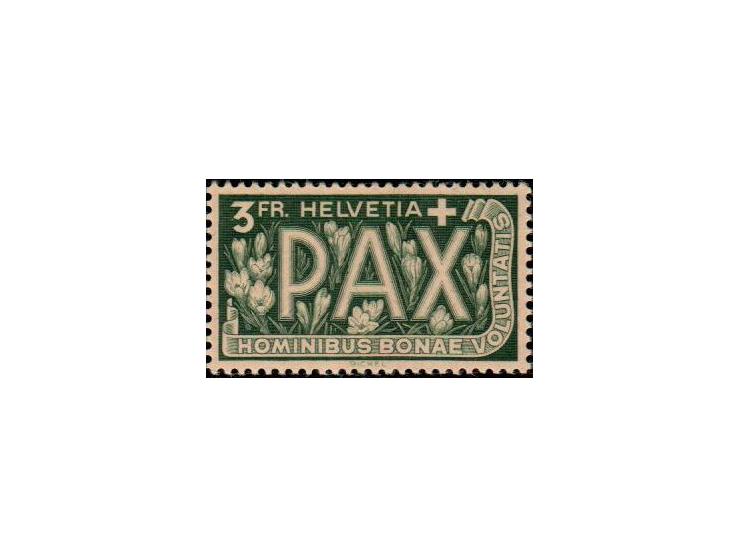 Switzerland 1945 Pax issue 3 Fr. deep violet (Scott #303), MNH. Fresh, well-centered example in Very Fine condition, featurin