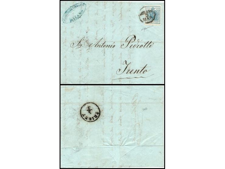 Italian States, &nbsp;Lombardy-Venetia, 1852 Folded letter from Milan to Trento, addressed to Sig. Antonio Pedrotto, bearing 