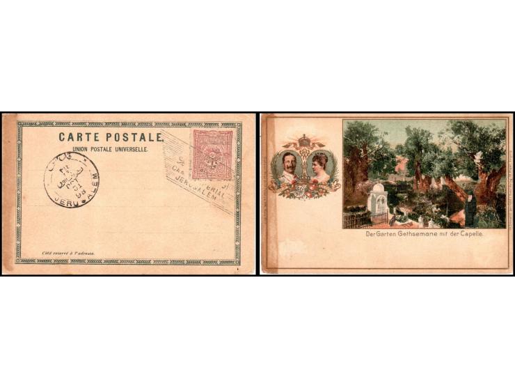 1898 Illustrated color postcard used, sent from a Turkish post office in Jerusalem. Catalog # 774 VF&nbsp;