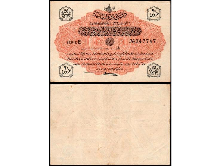 Türkei 20 Piastres 20 Kuruş 1916 1917 Mehmed Reşad AH 1332 Serie E S/N 247747. EF