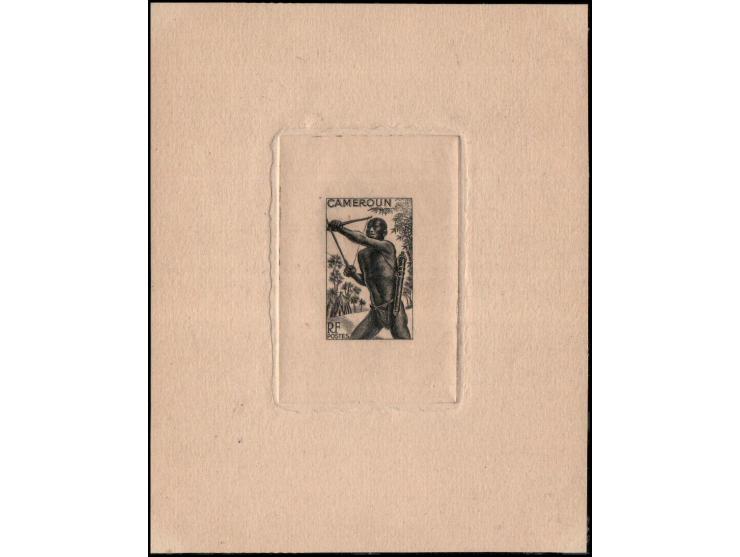 Cameroun. P STAMPS. 1946 &nbsp;(Scott Type A28), engraved progressive DIE PROOF with denomination omitted, in black sunken on