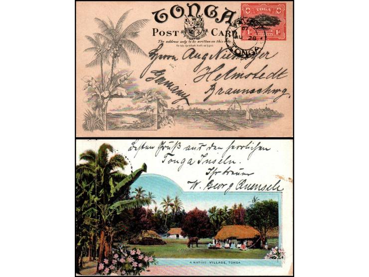 1928 Vavau, Tonga. &nbsp;A Native Village, Tonga. Picture Postcard Cover to Germany